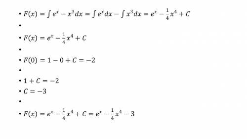 Найти первообразованную функцию f(x)=e^x-x^3? проходящей через точку