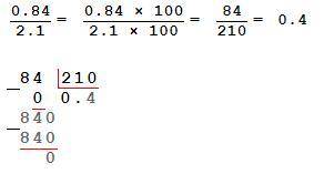 Выполните действия: 0,84:2,1+3,5