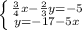 \left \{ {{\frac{3}{4} x - \frac{2}{3} y = -5} \atop {y = -17 - 5x}} \right.