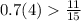 0.7(4)\frac{11}{15}