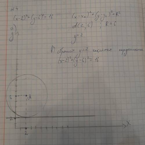 A) изобразите окружность , соответствующей уравнению (x-2)²+(y-6)²=16b) определите взаимное располож