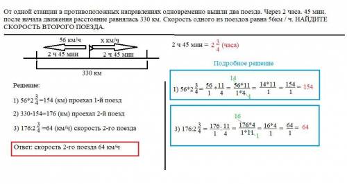 Від однієї станції в протилежних напрямках одночасно вийшли два поїзди. Через 2 год. 45хв. після поч