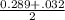 \frac{0.289 + .032}{2}