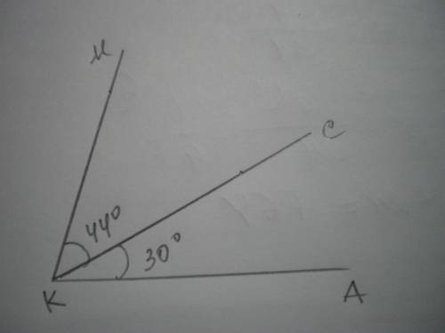 Постройте угол МКА величин которого равна 74 провидите произвольно луч КС между сторонами угла МКА н