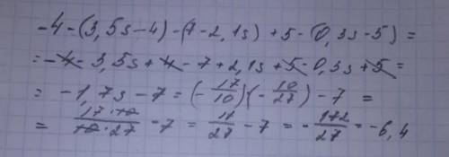 У выражение -4∙(3,5s -4)-(7 -2,1s) + 5∙(0,3s -5) и только потом вычислите его значение при