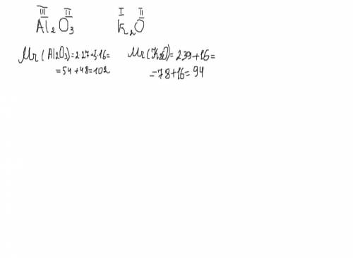 Складіть за валентністю формули й обчисліть відносну молекулярну масу речовин:AlO, КO​