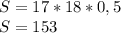 S = 17*18*0,5\\S = 153