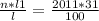 \frac{n*l1}{l} = \frac{2011*31}{100}