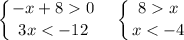 \displaystyle \left \{ {{-x+80} \atop {3xx} \atop {x