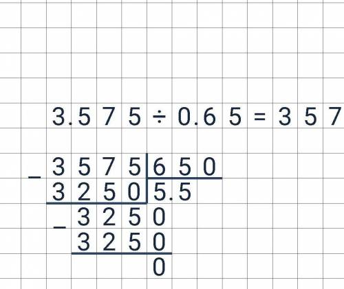 3,575÷0,65=ответ в столбик сестре надо​