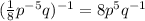 (\frac{1}{8}p^{-5}q)^{-1}=8p^{5}q^{-1}