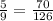 \frac{5}{9} =\frac{70}{126}