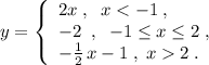 y=\left\{\begin{array}{l}2x\; ,\; \; x2\; .\end{array}\right