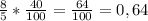 \frac{8}{5} *\frac{40}{100} =\frac{64}{100}=0,64