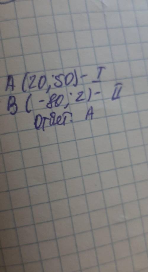 1 Укажите, какой четверти принадлежат точки А( 20; 50 ) BC -80; 2)A) I и II четверти; В) II и IV чет