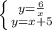 \left \{ {{y=\frac{6}{x} } \atop {y=x+5}} \right.