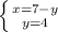 \left \{ {{x=7-y} \atop {y=4}} \right.