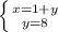 \left \{ {{x=1+y} \atop {y=8}} \right.