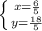 \left \{ {{x=\frac{6}{5} } \atop {y=\frac{18}{5} }} \right.