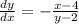 \frac{dy}{dx} = - \frac{x - 4}{y - 2}