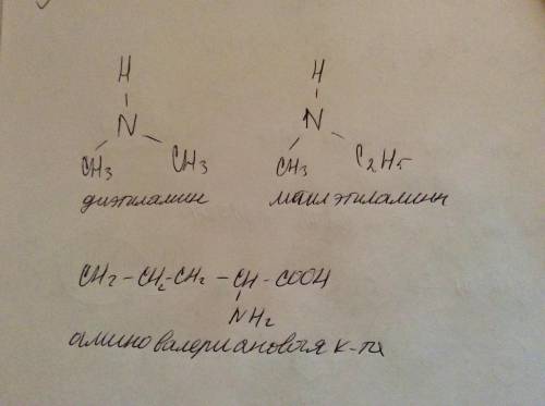 Составьте формулы следующих веществ. а)диатиламина.b)метилэтил амина .в)B-алиновалериановой кислоты