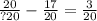 \frac{20}{?20} - \frac{17}{20} = \frac{3}{20}