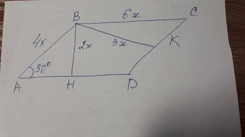 Висоти паралелограма відносяться як 2 до 3,його периметр 40 см, а гострий кут 30 градусів. Знайдіть