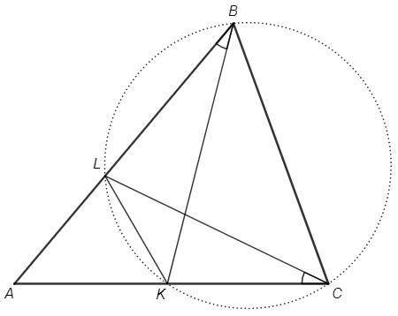 В треугольнике АВС угол В = 60°, угол А = 50°. Окружность, проходящая через точки В и С вторично пер
