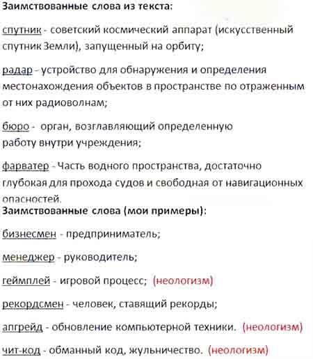 614. Прочитайте текст. О каких заимствованных словах в нём говорится? Что они обозначают? Приведите