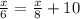 \frac{x}{6} = \frac{x}{8} + 10