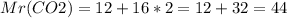 Mr(CO2)=12+16*2=12+32=44