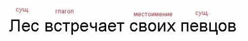 Лес встречает своих певцов.Над каждым словом укажи часть речи