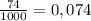 \frac{74}{1000} =0,074