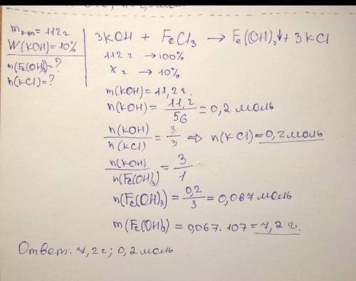 Вычислите массу осадка, образовавшегося при взаимодействии 112г 10% раствора гидроксида калия с раст