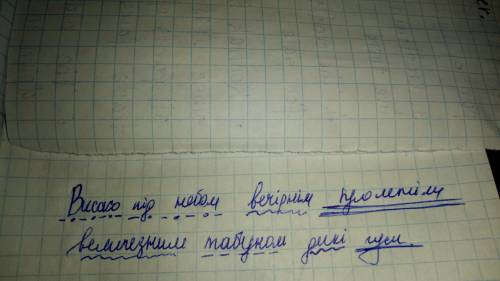 Синтаксичний розбір речення Високо під небом вечірнім пролетіли величезним табуном дикі гуси.