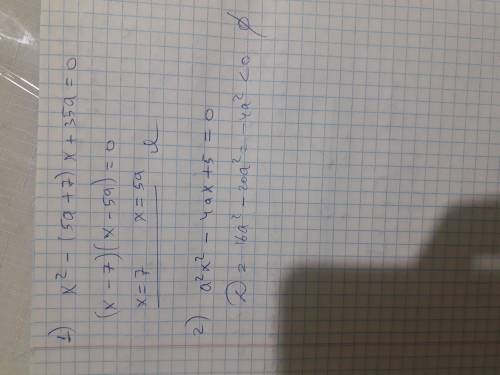 Для каждого значения a решите уравнение: 1. x^2-(5a+7)x+35a=0 2. a^2x^2-4ax+5=0 8 класс