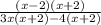 \frac{(x-2)(x+2)}{3x(x+2)-4(x+2)}