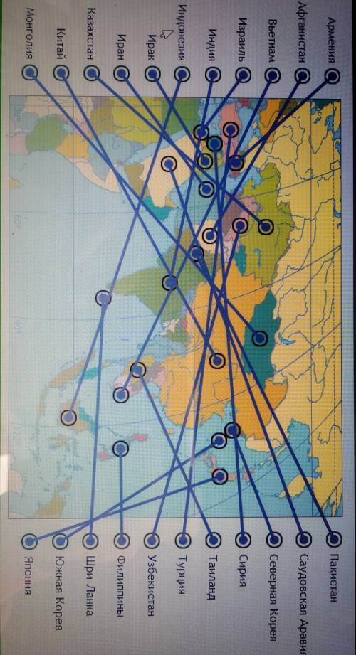 Укажите на карте Азии перечисленные страны Армения Афганистан Вьетнам Израиль Индия Индонезия Ирак И