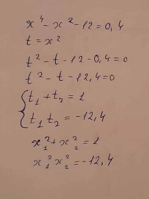 Решите уравнение x^4-x^2-12=04