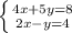 \left \{ {{4x+5y=8} \atop { 2x-y=4}} \right.