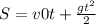 S = v0t + \frac{g{t}^{2} }{2}