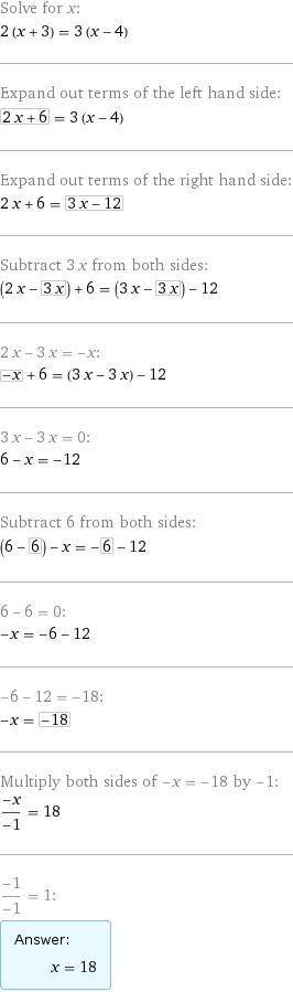 Розвязати рівняння 2(х+3)=3(х-4)