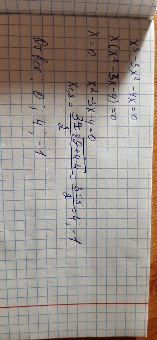 Які з чисел є коренями рівняння x^3 – 3x^2 – 4x = 0 *