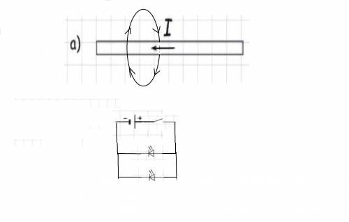 а На рисунке изображен проводник с электрическим током. Зарисуйте магнитное поле, созданное этим про