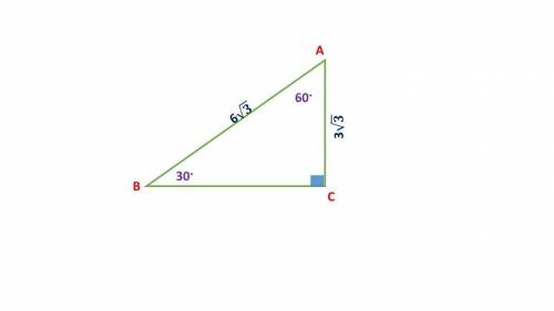 У трикутнику ABC кутA=60°, кутC=90°, AB=6V3 см. Знайдіть AC​