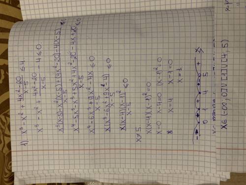 1) Решите неравенствоx^3-x^2+(4x^2-20)/(x-5)≤4.2) Найдите значение выражения(√(3 1/3)-√(7 1/2)) ∶√(5