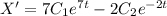 X'=7C_1e^{7t}-2C_2e^{-2t}