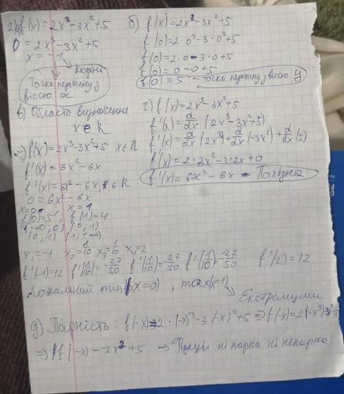 решить контрольную Исследовать функцию 1. f(x)=4x^3-2x^2+2 2. f(x)=2x^3-3x^2+5