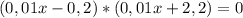 (0,01x-0,2)*(0,01x+2,2)=0