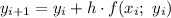 y_{i+1}=y_i+h\cdot f(x_i;\ y_i)